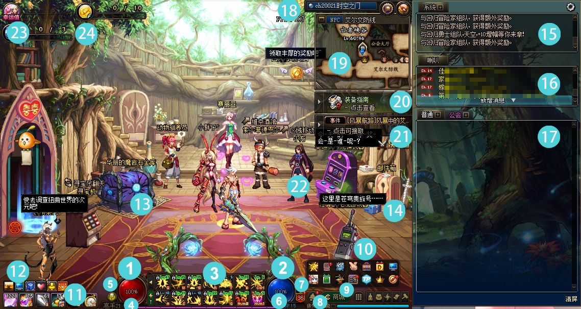 基本游戏界面各类功能参照图